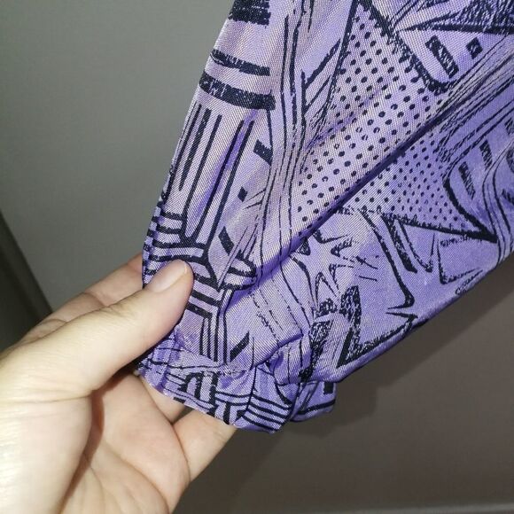 VINTAGE MISTRAL Purple & Black Abstract Comic Oversized Rain Coat Size Large - Picture 8 of 16